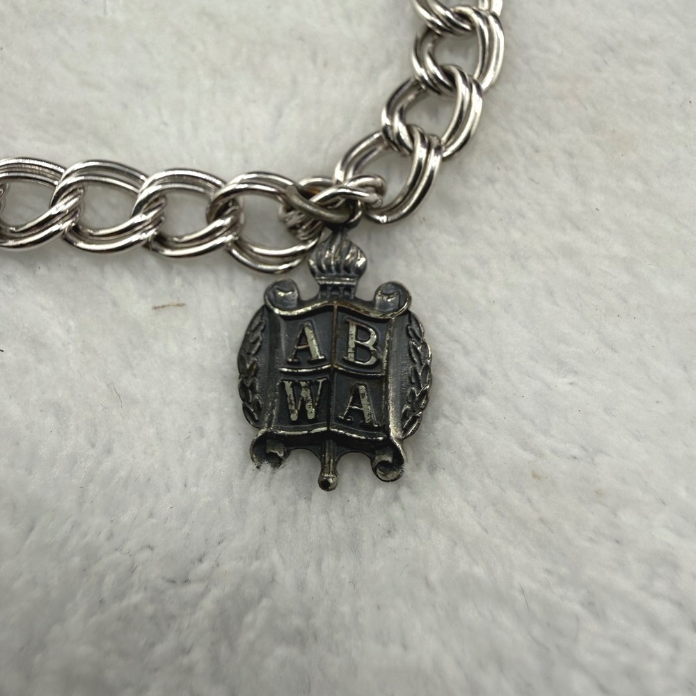Vintage ABWA Charm Bracelet Silver Tone Double‎ Link Sterling Silver Charm 7"
